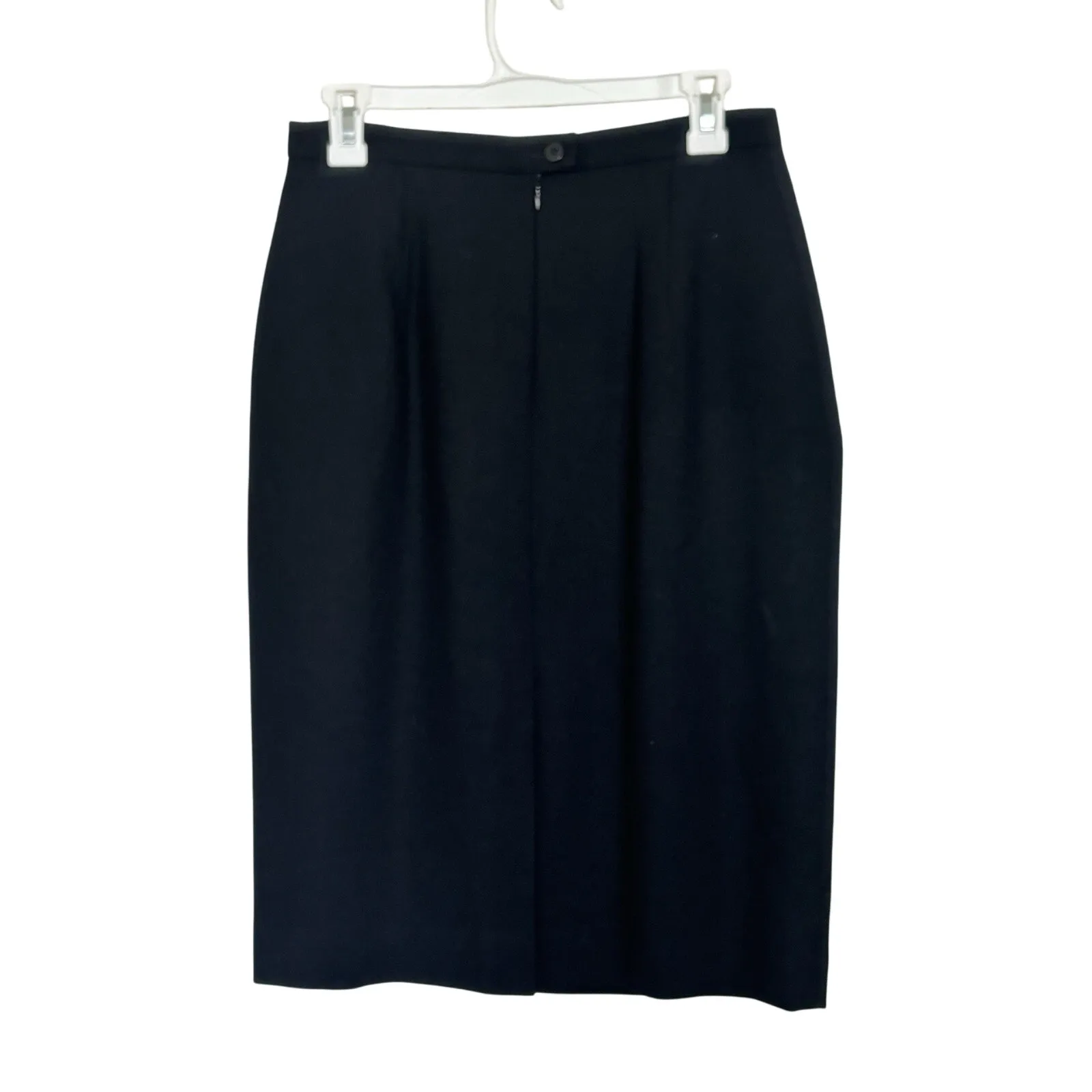 VTG 100% Worsted Wool Black Knee Length Pencil Skirt Size 10 Office Siren - Image 2