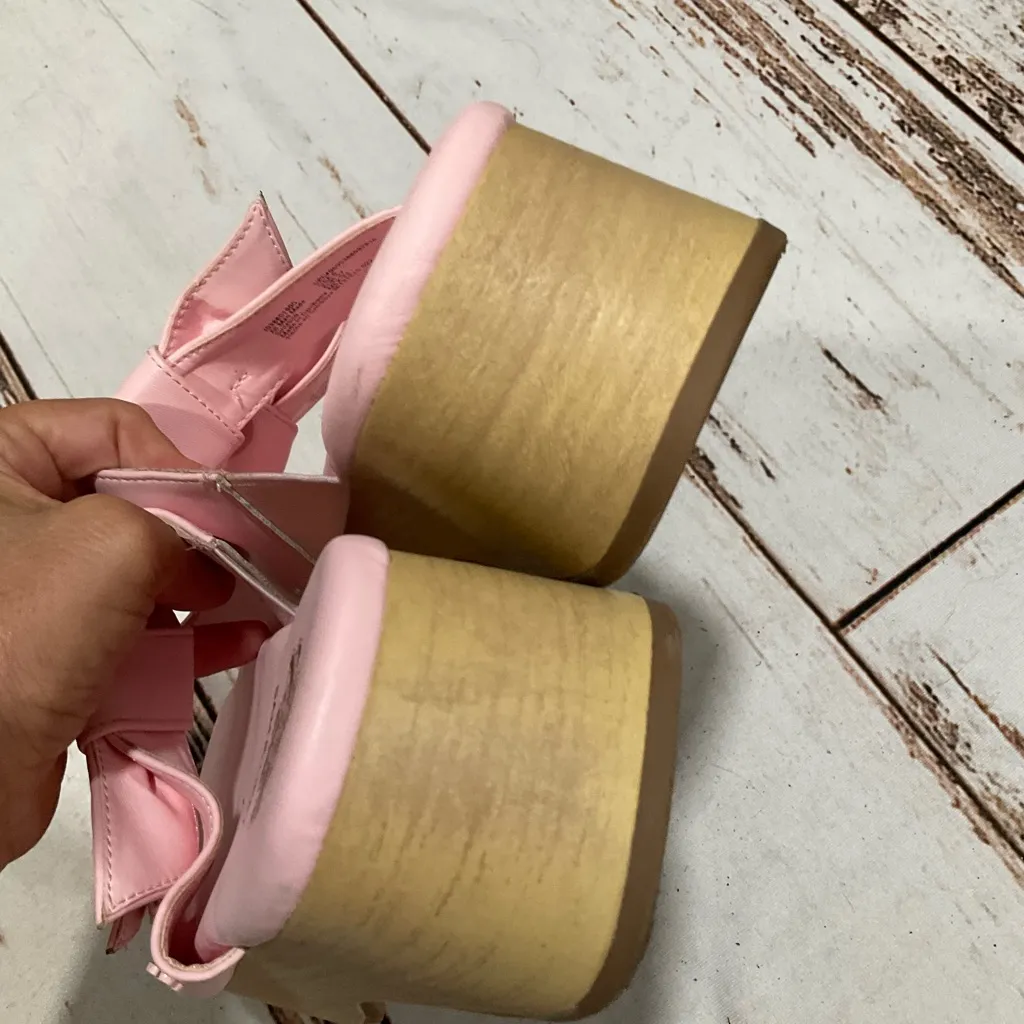 SAM & LIBBY PINK PLATFORM DOUBLE BOW TIE COMFY DRESS SANDALS - Image 5