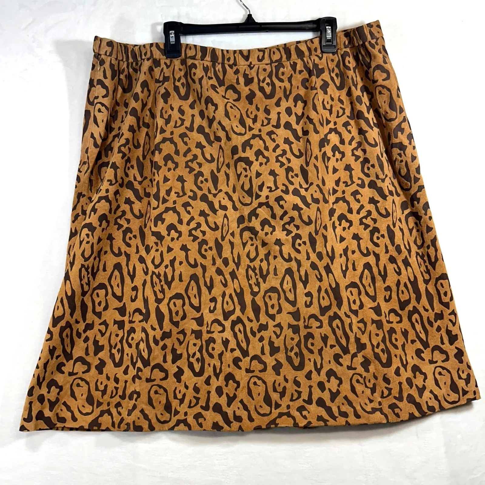 NEW VTG Terry Lewis Plus 24 Skirt Leather Animal Cheetah Print Tan Brown Mini‎ - Image 3