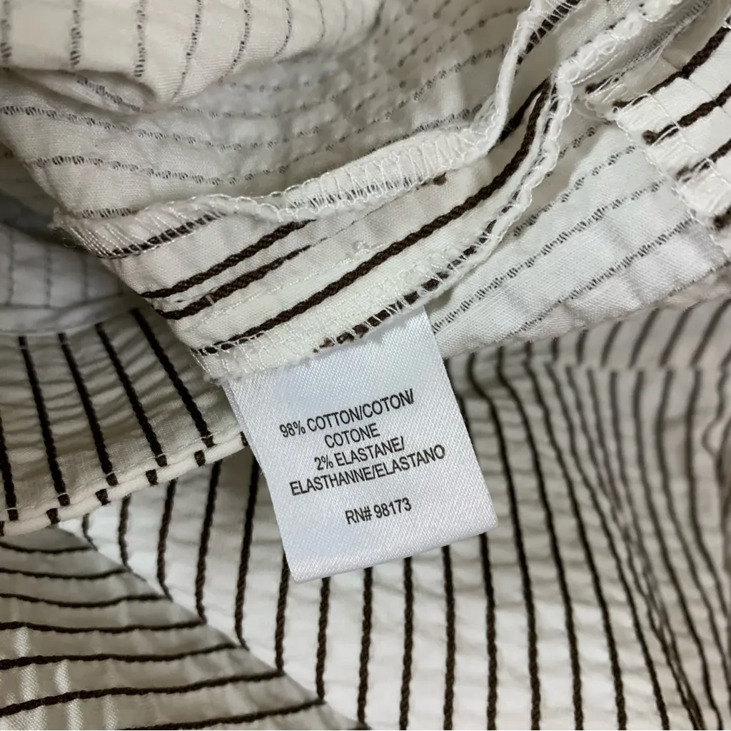 W‎ By Worth White Brown Pinstripe Pants 2 Slim Fit Stretch Career Classic - Image 5