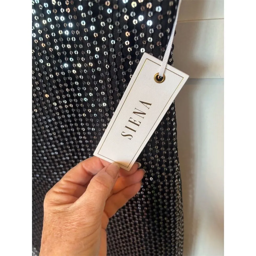 Women's Black Siena Sequin Mesh Maxi Dress Size 6 Party Cocktail Black - Image 5