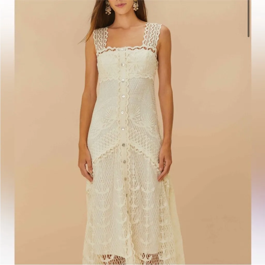 NWT FARM Rio Off White Nautical Guipere Crochet Midi Dress - Image 3