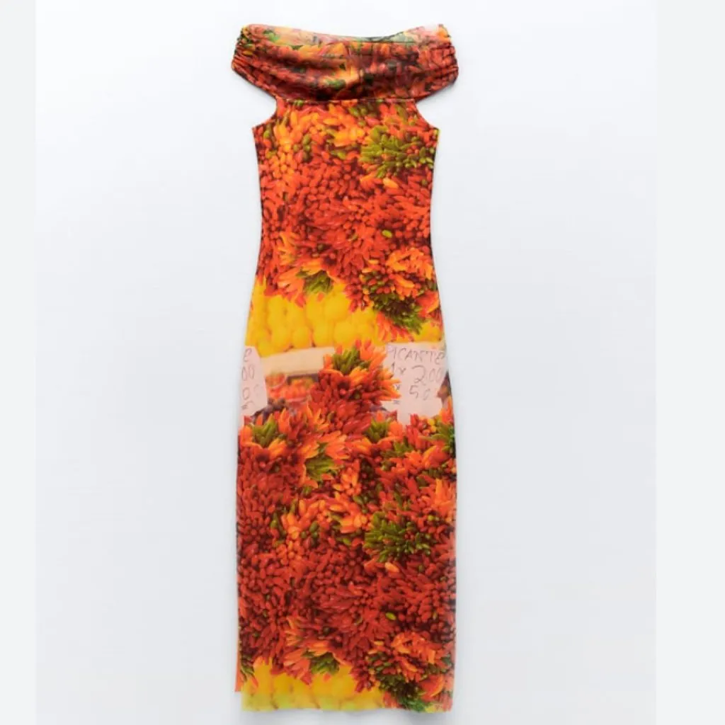 NWT ZARA BLOGGERS FAV ALL OVER PRINT MIDI / MAXI DRESS  Rare - Image 7