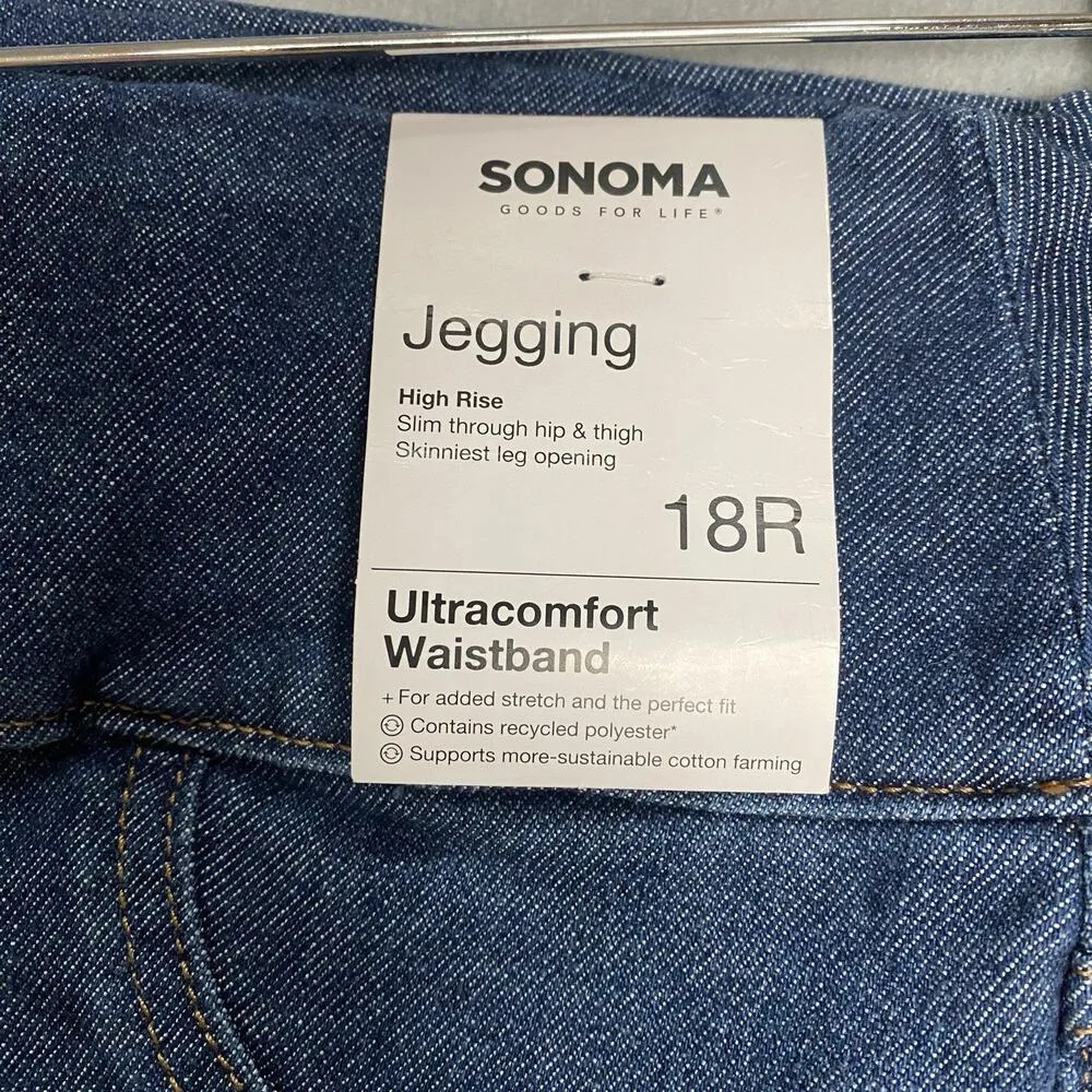 Sonoma High Rise Jegging Woman’s 18 R Ultracomfort Dark Wash Denim Blue Jeans - Image 2