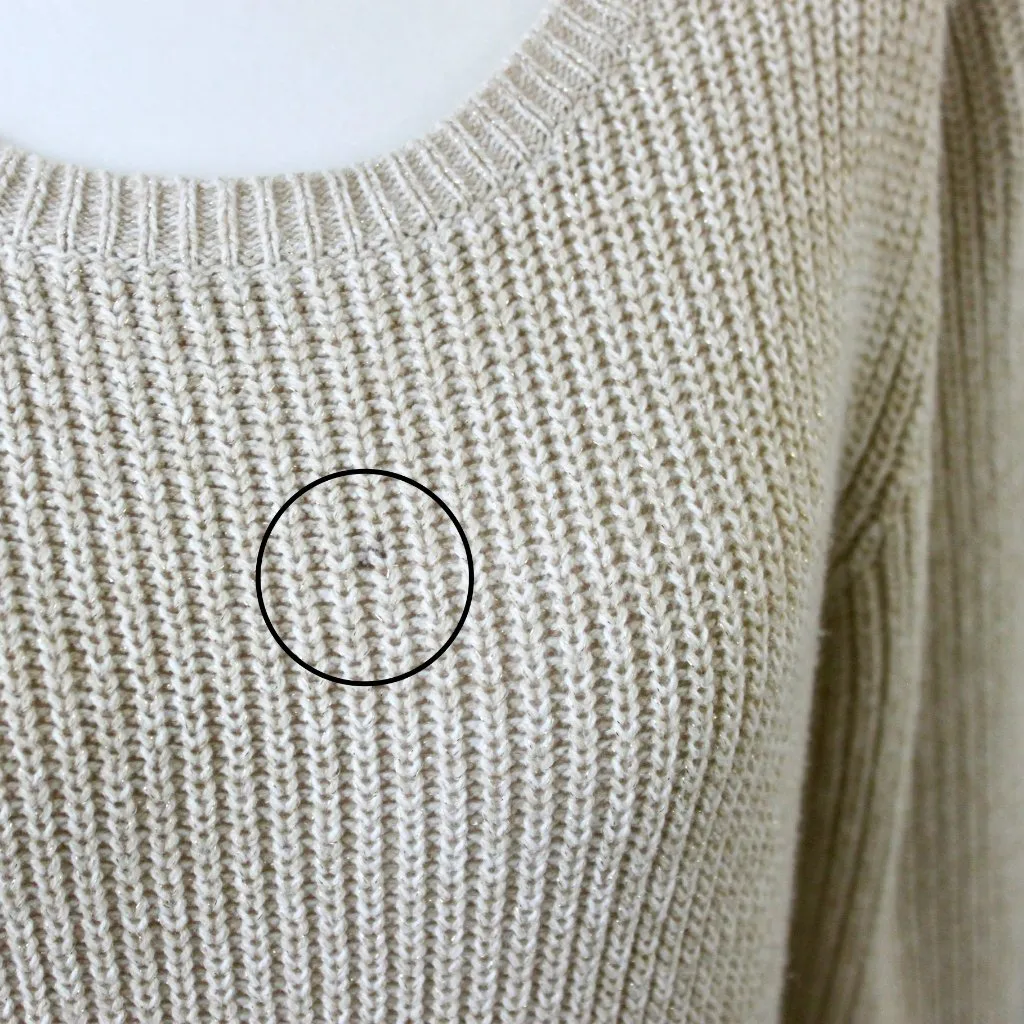 Charter Club Cream Metallic Cowl Neck Long-Sleeve Winter Fall Sweater Medium - Image 7