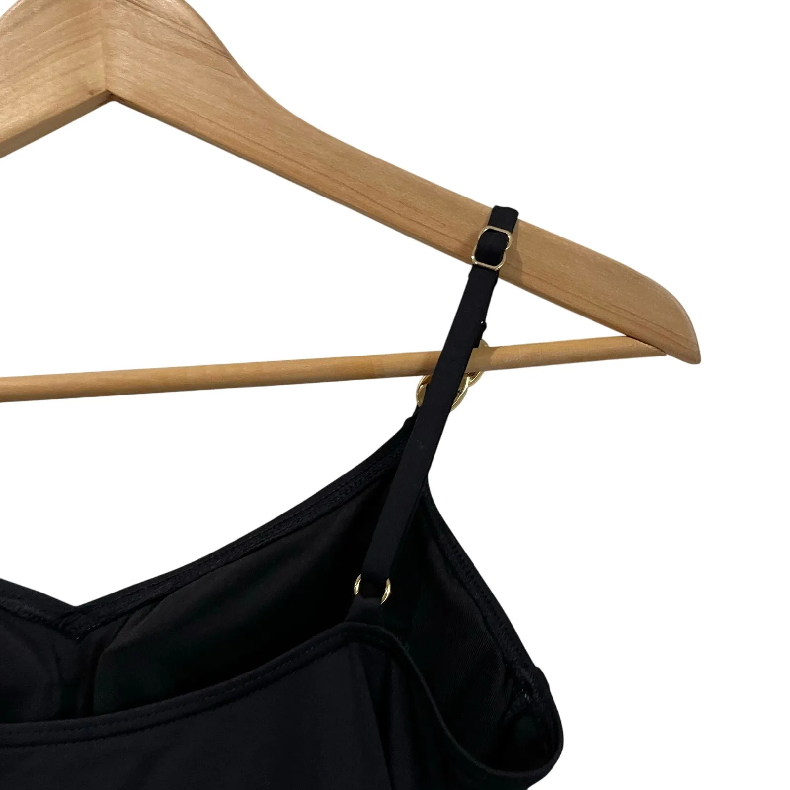 Michael Kors Black One Piece Swimsuit Size 8 Gold Hardware Resort Swimwear - Image 6