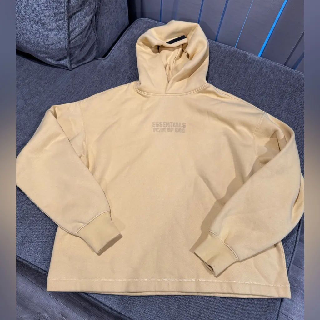 Fear of God Essentials Women's Soft Yellow Hoodie - Image 5