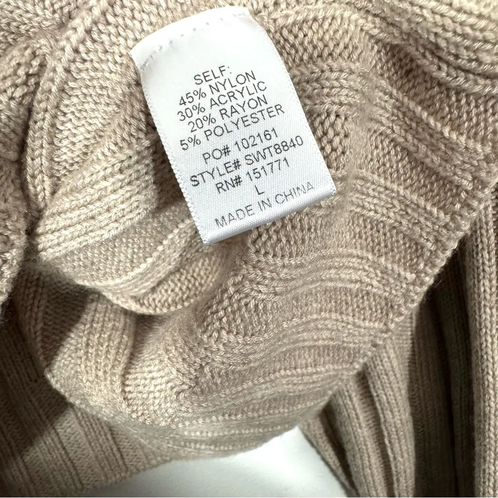 Le Lis Collection Sienna Stand Collar Taupe Tan Ribbed Knit Sweater - Image 7