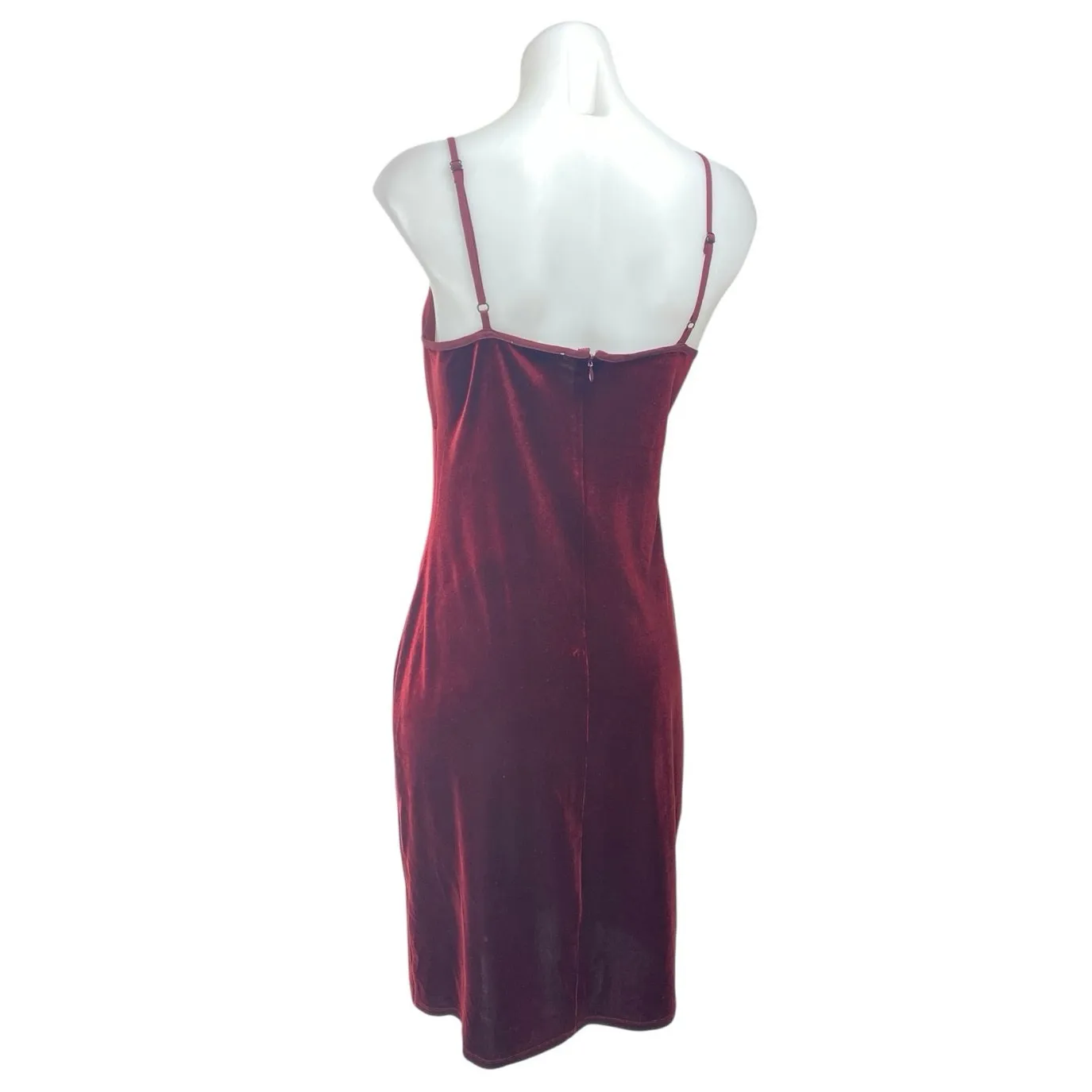 1.State Red Velvet Velour Sleeveless Cami Camisole Midi Tank Slip Dress Size M Size M - Image 2