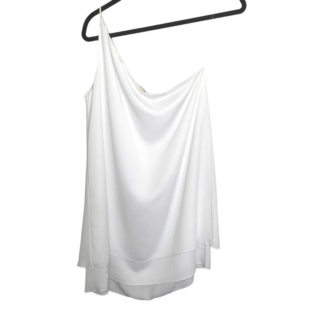 Tyche  Flowy Blouse One Shoulder Pullover Top Sleeveless Tunic Shirt White L NWOT - Image 2