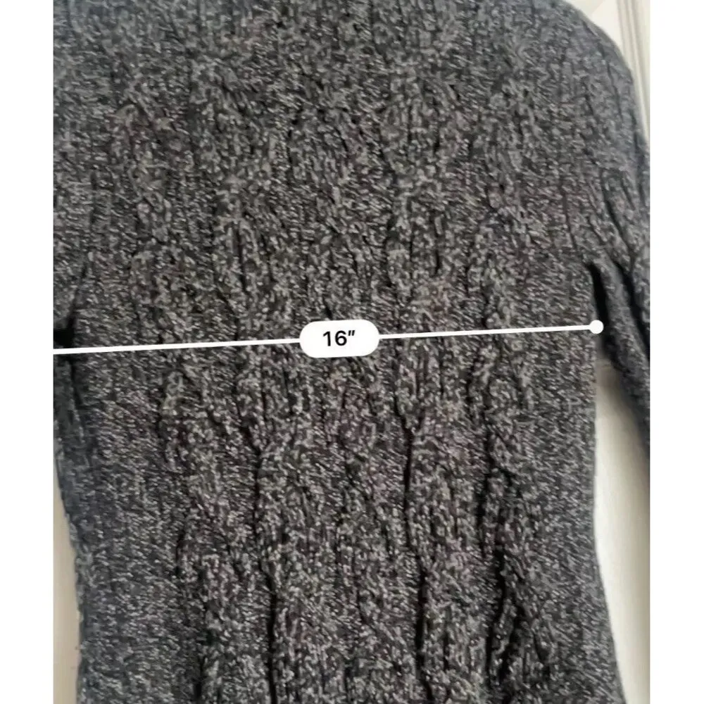 The Limited Gray Chunky Cable Knit V-Neck Sweater with Buttons Women's Medium - Image 6