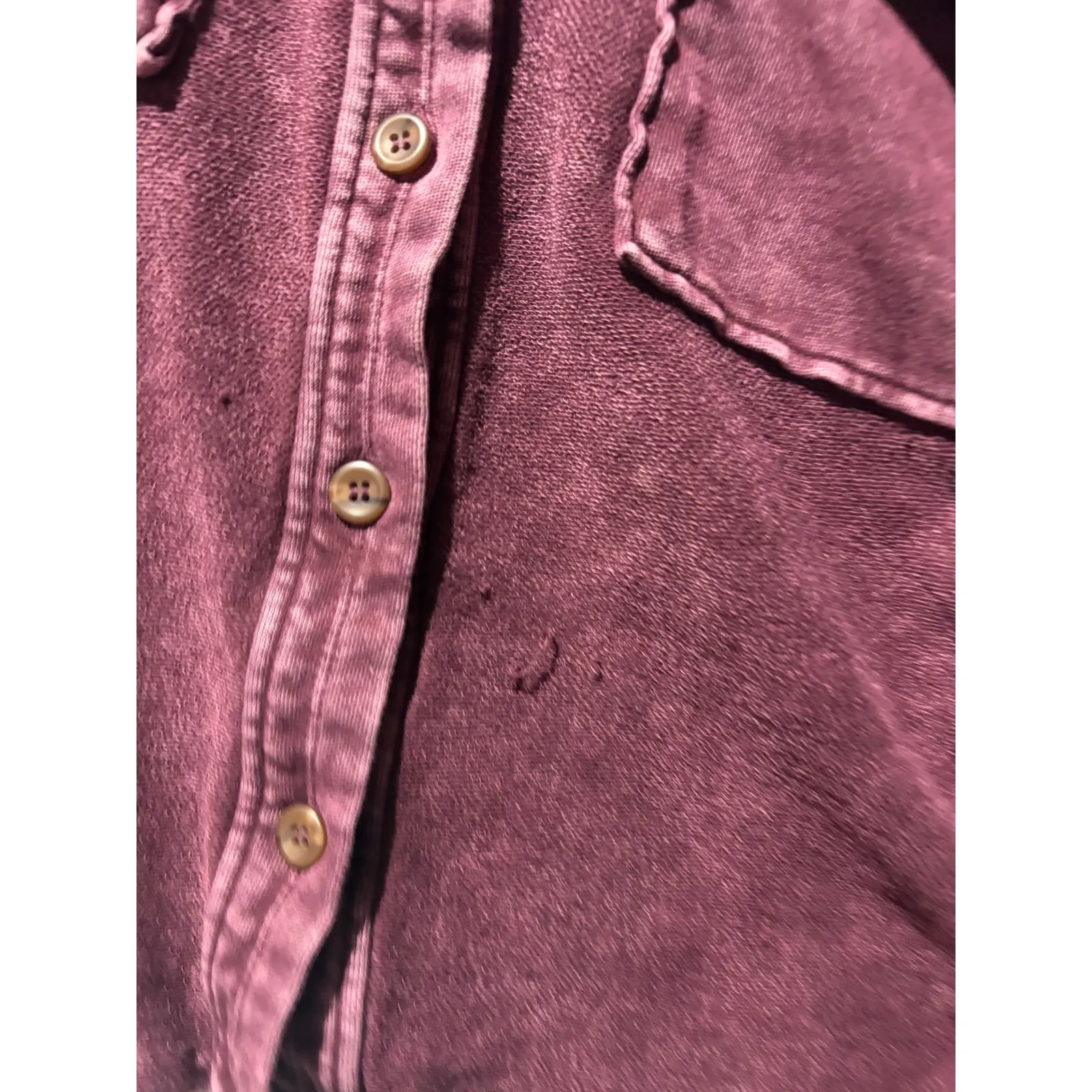 Evereve Burgundy Distressed Button Front Shacket Oversized Cotton Size M - Image 4