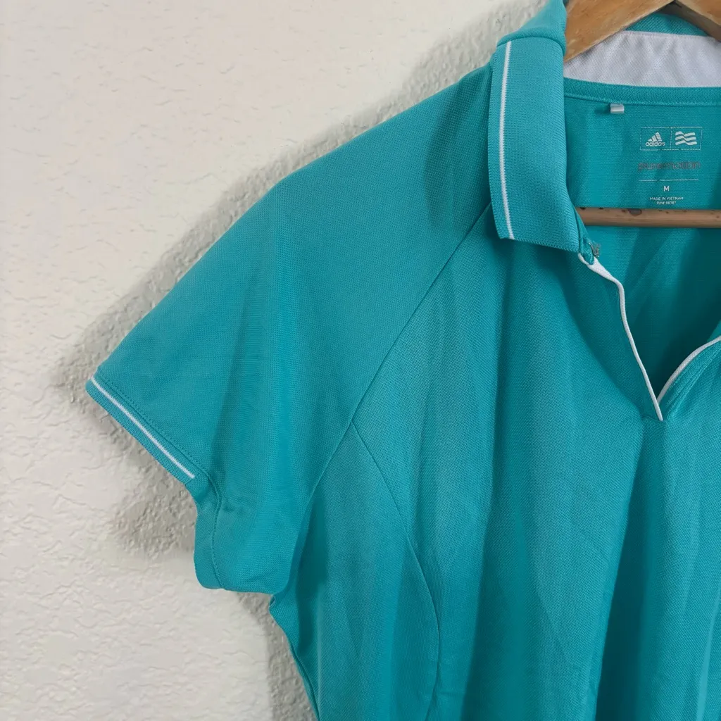 Adidas Women's Teal Short Sleeve Polo - Image 3