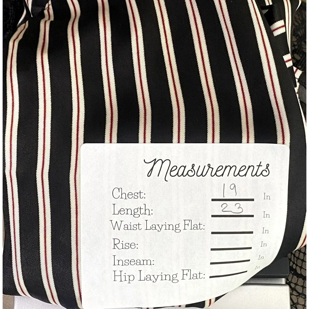 Zara Long Sleeve Professional Stripe Mock Tie Neck Blouse Key Hole Back XS Black - Image 7