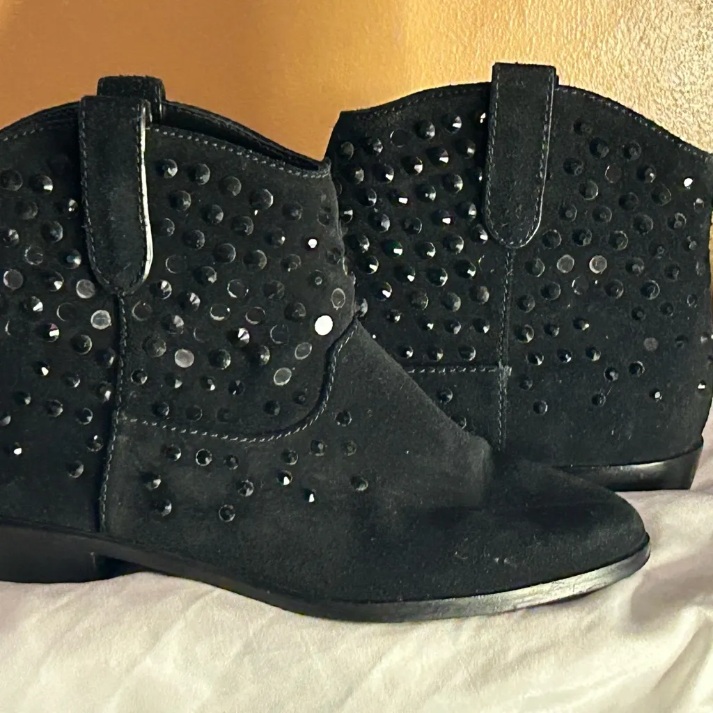 Michael Kors Dani Black Suede Rhinestone ankle Booties size 8 - Image 7