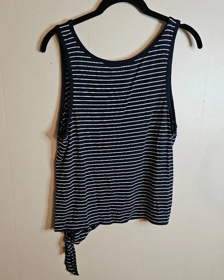 Altar'd State Navy Blue And White Striped Side Tie Tank Top - Image 2