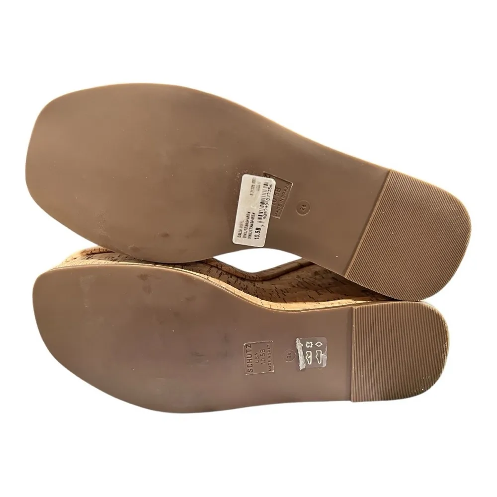 Schutz Size 10.5 Women's Dalle Vinyl Cutout Platform Wedge Sandals Cork NEW - Image 6