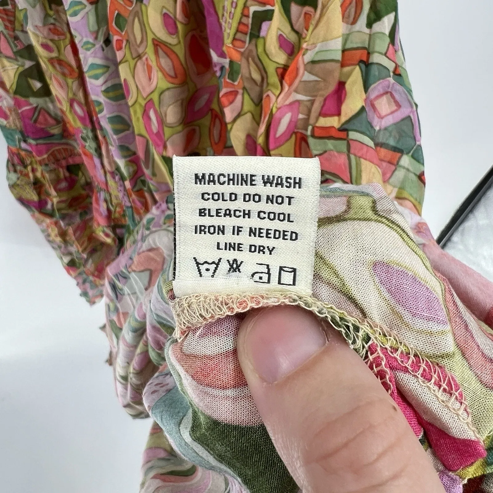 Tolani Collection Sherah Maxi Dress Tropical Long Sleeves Button Smocked Size XS - Image 10