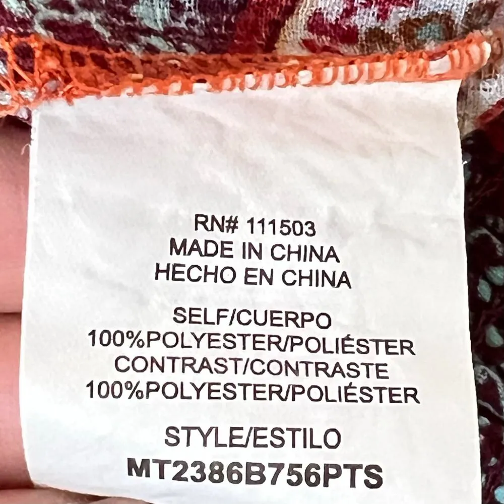 Anthropologie twine & string boho cropped floral blouse 3/4 sleeve western rodeo - Image 8