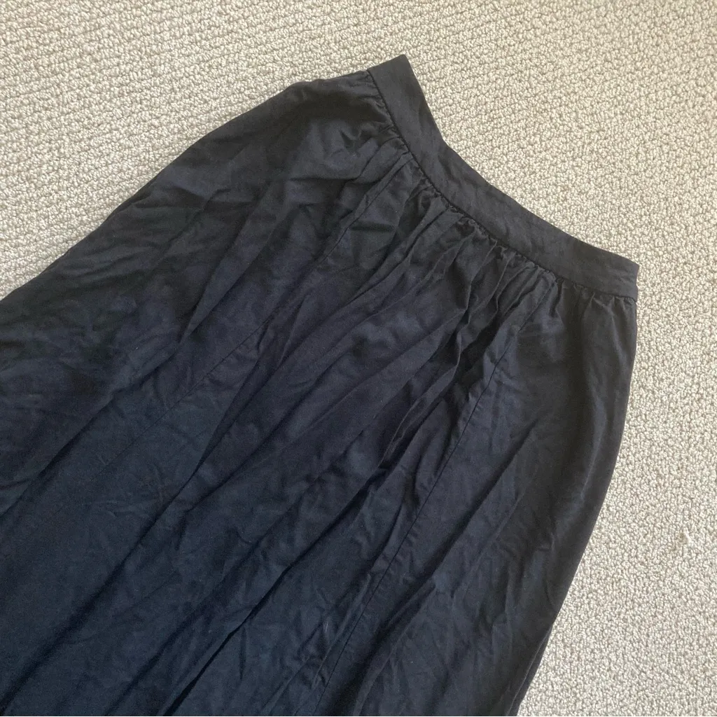 Commense Linen Pleated Maxi Skirt Black Size Small Lined Full A Line Like New - Image 4