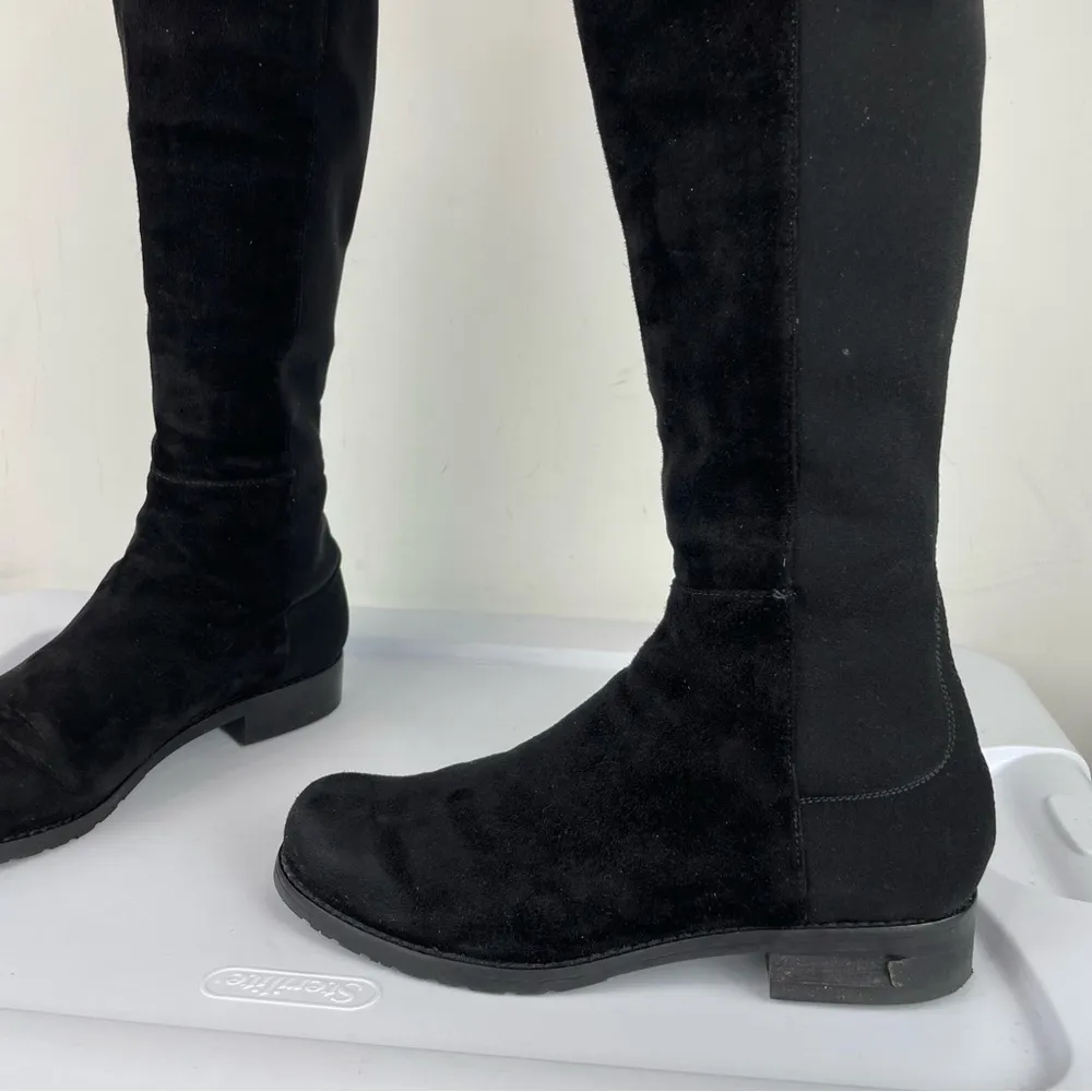 Stuart Weitzman 5050 Suede Over the Knee Boots Sz 5.5 Black Stretch Panel - Image 10