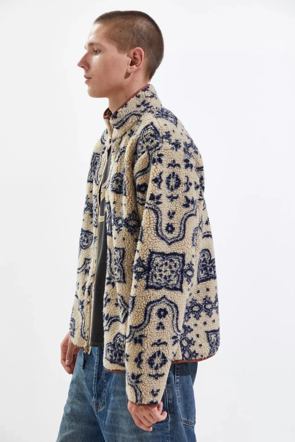 UO BDG Paisley Sherpa Fleece Jacket - Image 3