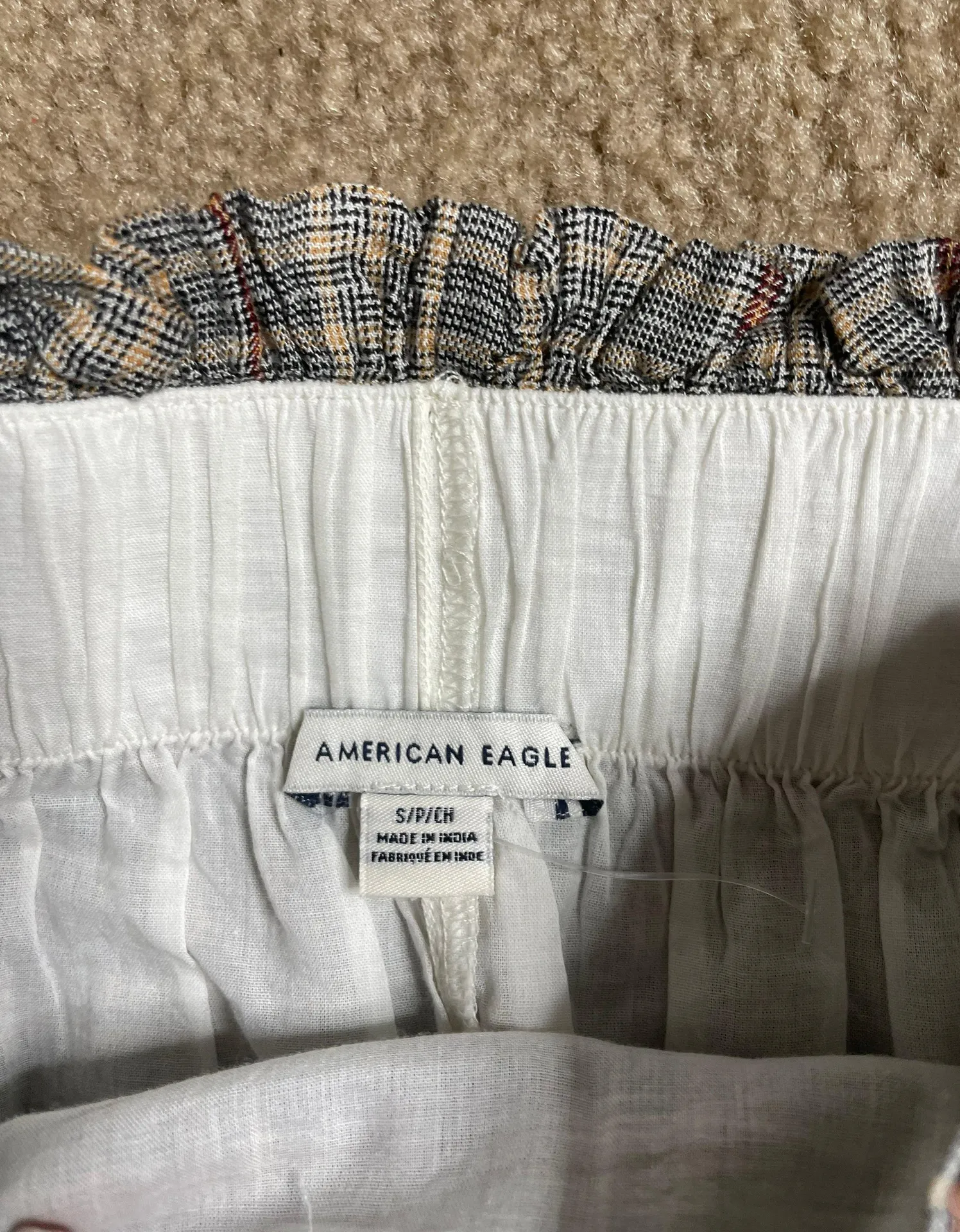 American Eagle Grey Paper Bag Plaid Mini Skirt - Image 4