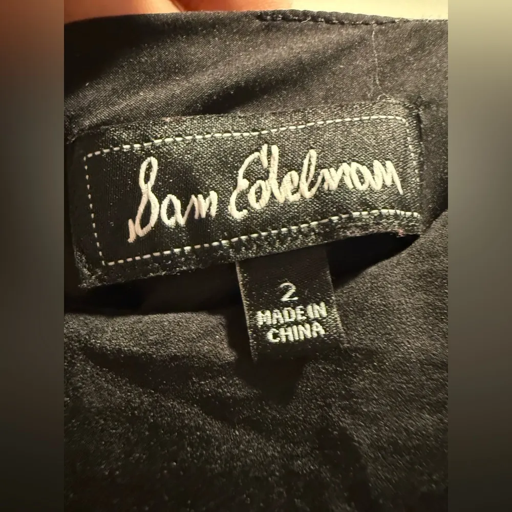 Sam Edelman Black Satin Sleeveless Tiered Ruffled Shift Minidress Size 2 - Image 7