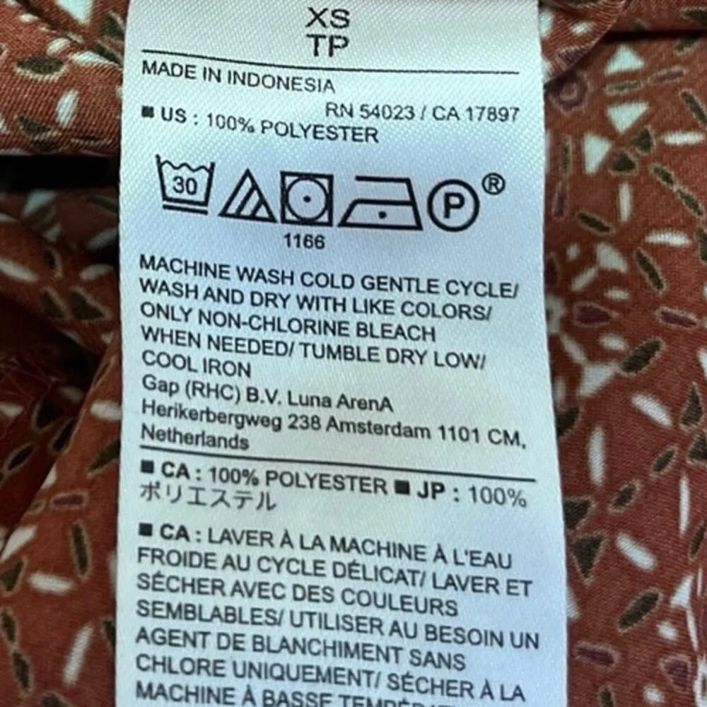 Banana Republic Women's Brown Printed Short Sleeve Crew Neck Blouse Top Size XS - Image 4