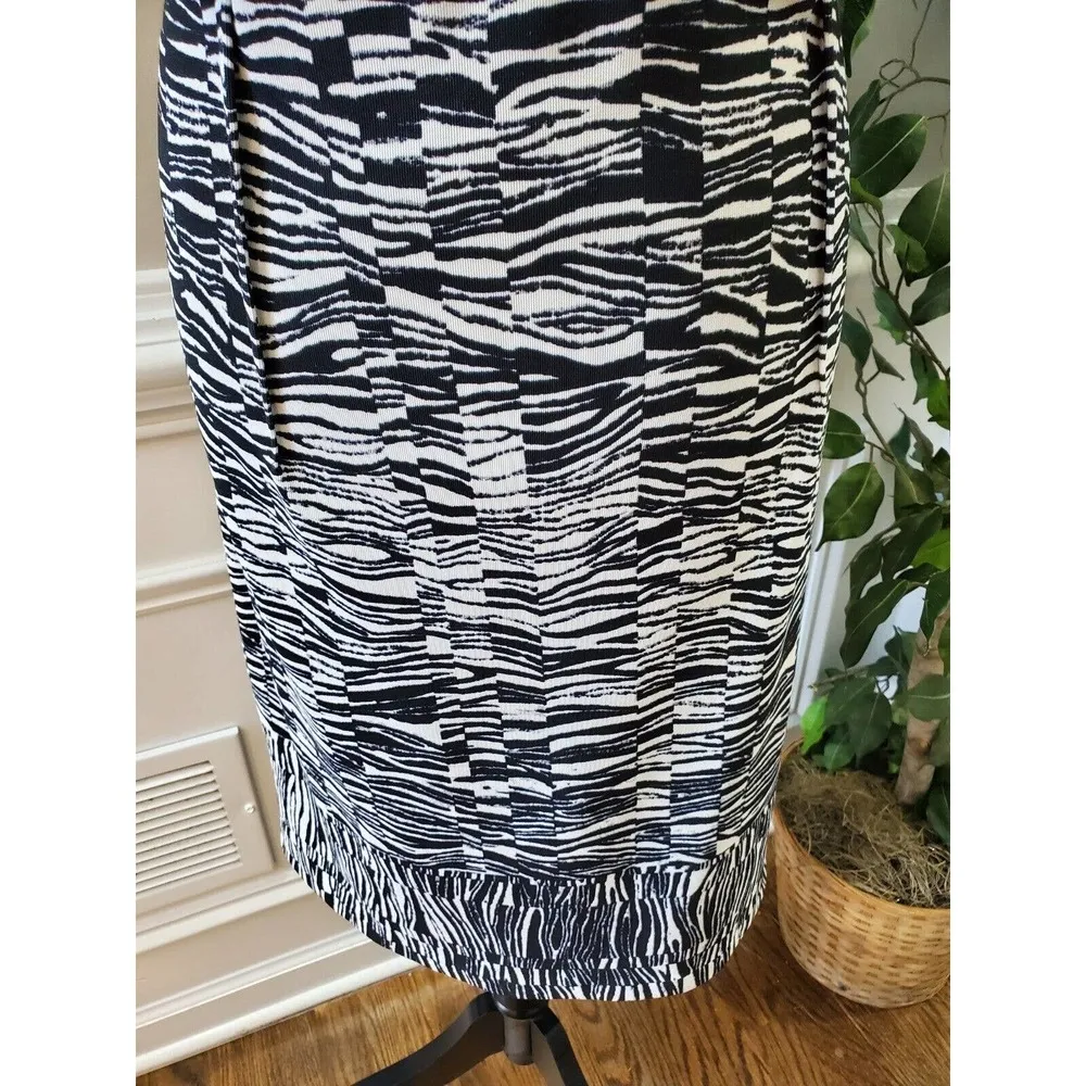 ILE New York Women's White & Black Polyester Short Sleeve Knee Length Dress 16 - Image 4