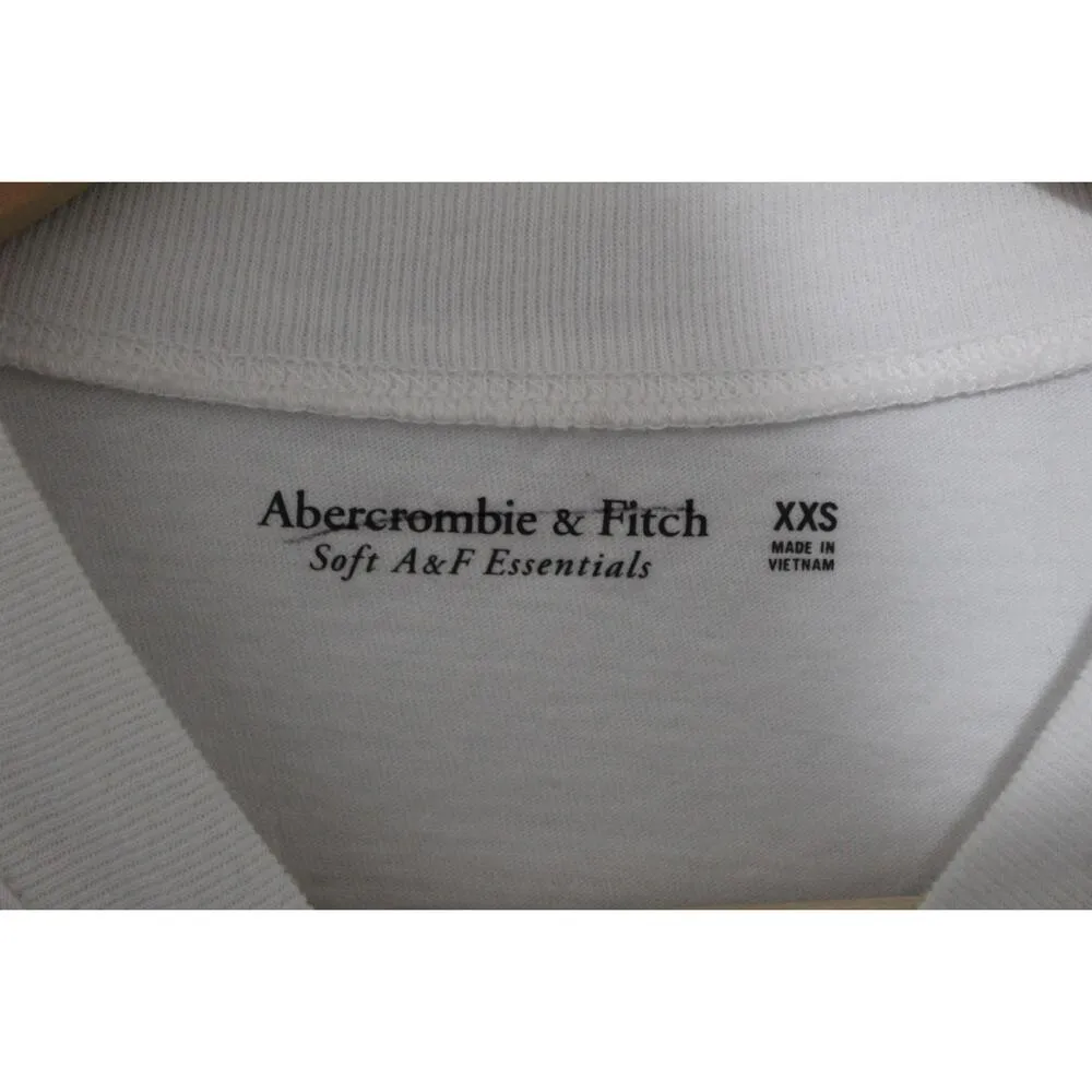 Women Abercrombie & Fitch Soft AF White Cotton Short Sleeve Cropped Top Size XXS - Image 3