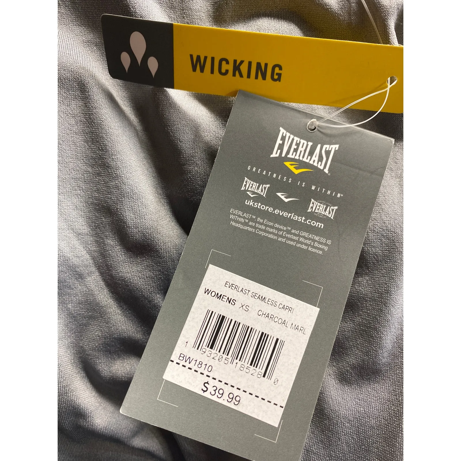 Brand New Everlast Women's Size XL Charcoal Gray Wicking Athletic Leggings Pants - Image 5