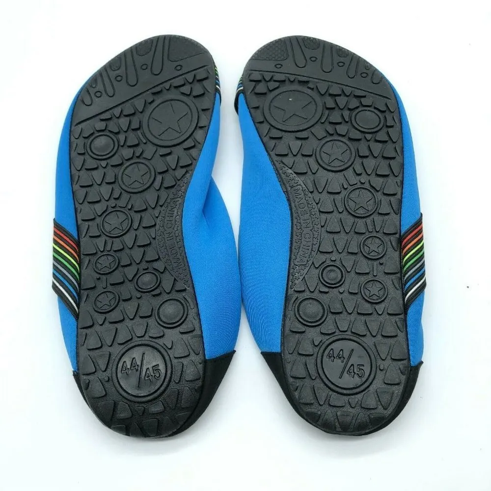Womens Water Shoes Slip On Fabric Rainbow Stripe Blue 44/45 US 10/11 - Image 4