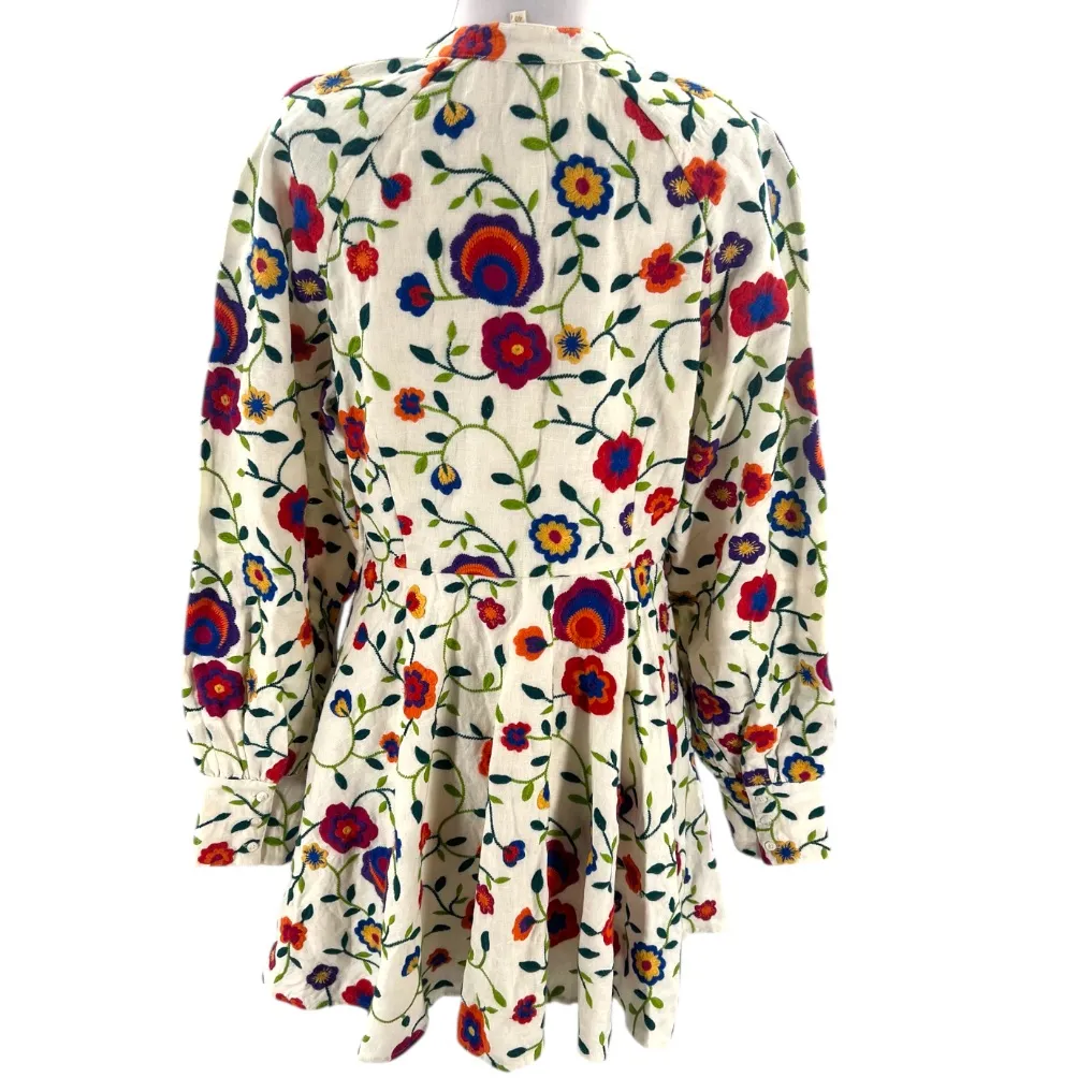Sezane Alizia Dress in Multicolour Embroidered Flowers 40 Sz 8 - Image 7