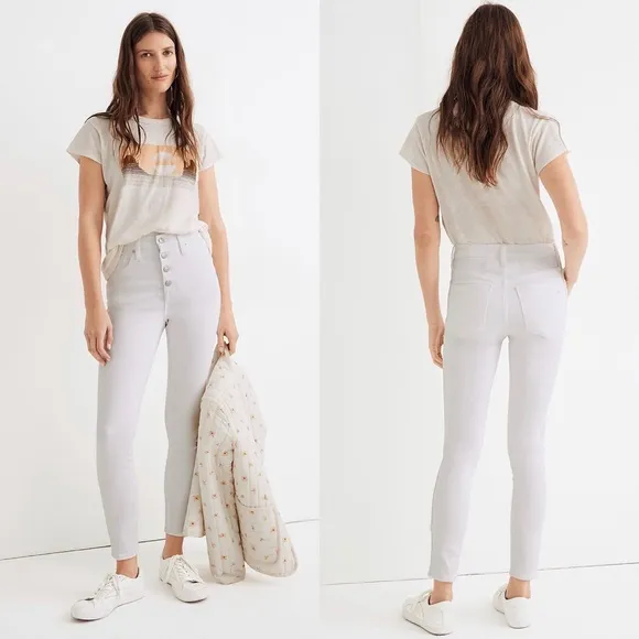 Madewell 10" High-Rise Skinny Crop Jeans in Pure White: Button-Front Edition - Image 2