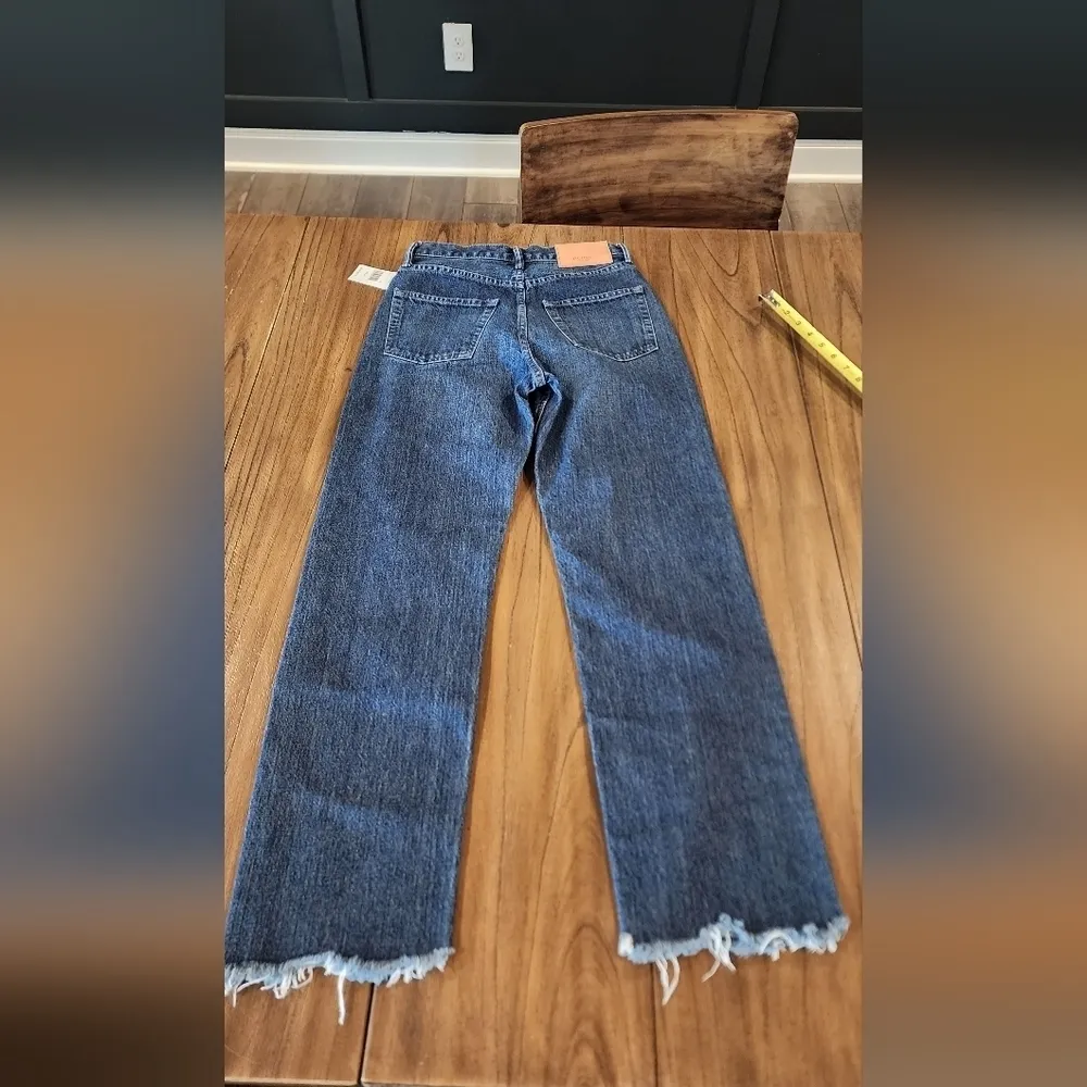 Moussy Vintage MV Capac Wide Straight Cropped high rise Jean 24 blue cotton nwt - Image 5