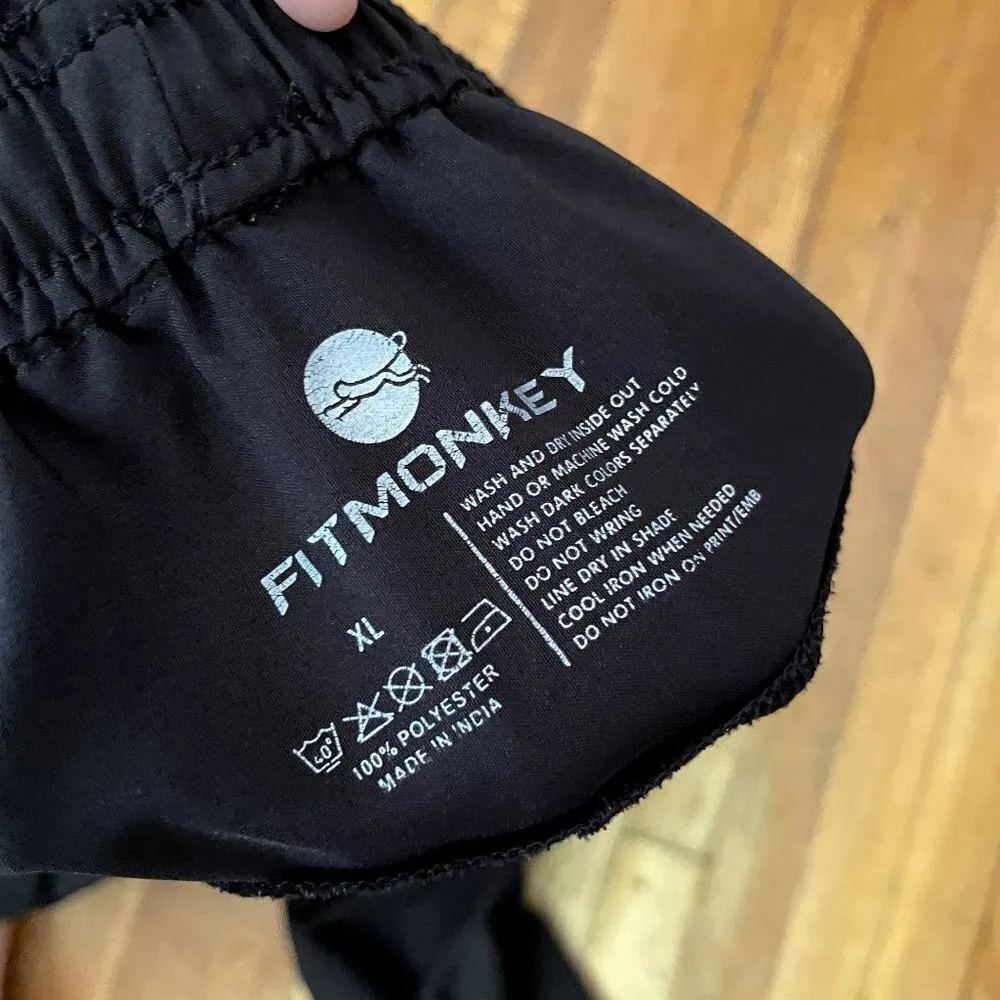 Fitmonkey black tracksuit athleisure pants workout running comfortable casual Size XL - Image 4