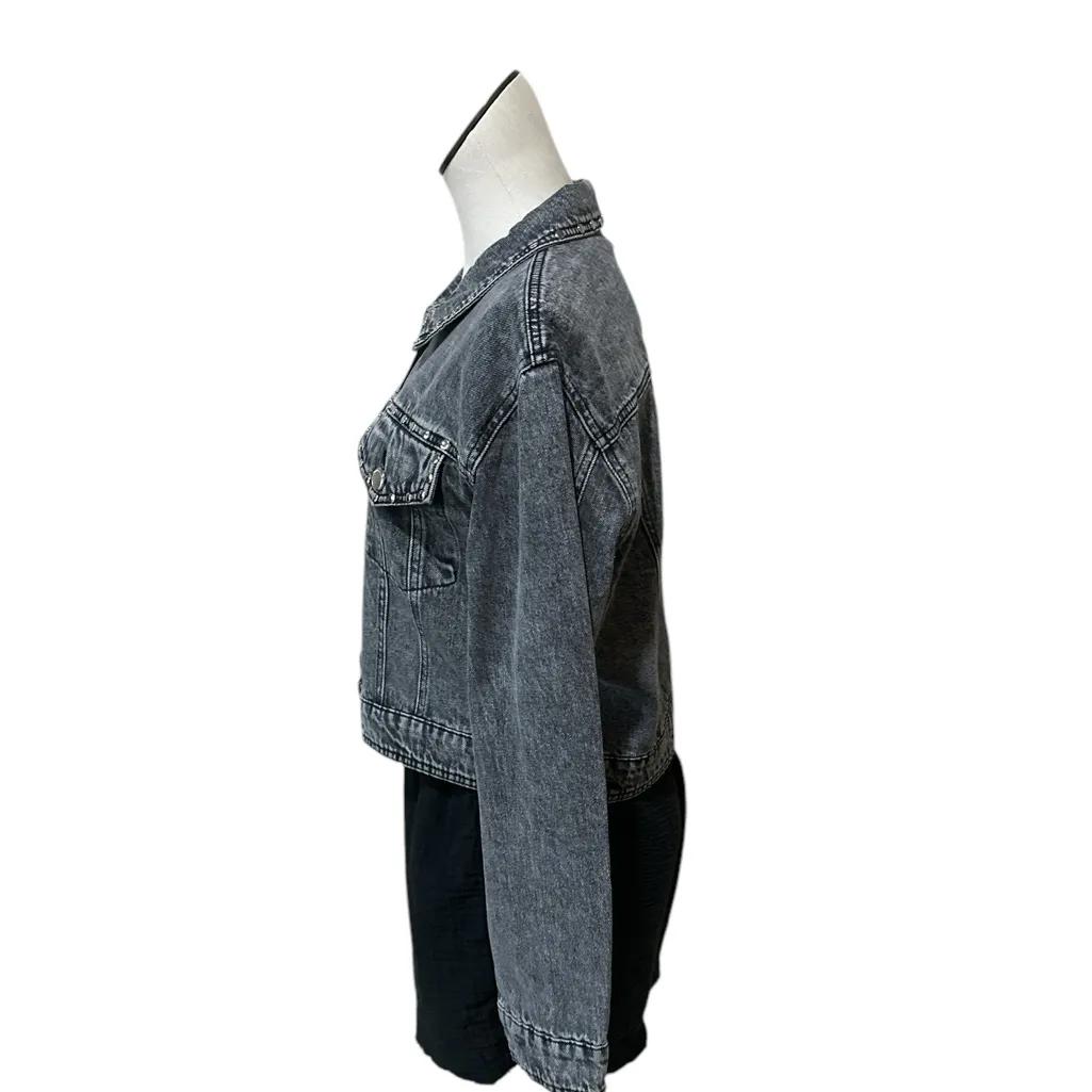 NWOT Rebecca Minkoff Gray Studded Denim Jacket Size L - Image 3