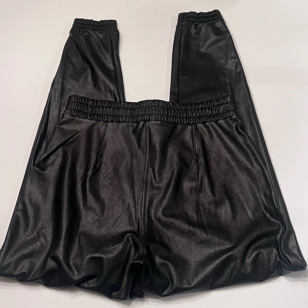 SPANX Leather-Like Faux Leather Jogger‎ Pants Joggers in Noir Black Size Medium - Image 12