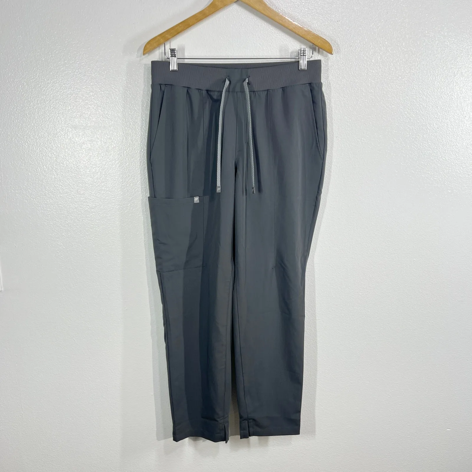 Fabletics High-Rise Ion Scrub Pant Women's M Short Gray Stretch Drawstring - Image 2