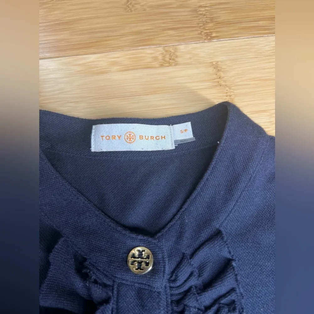 Tory Burch Women navy Blue Short Sleeve Ruffled polo shirt Size:S|Luxury|Spring - Image 16
