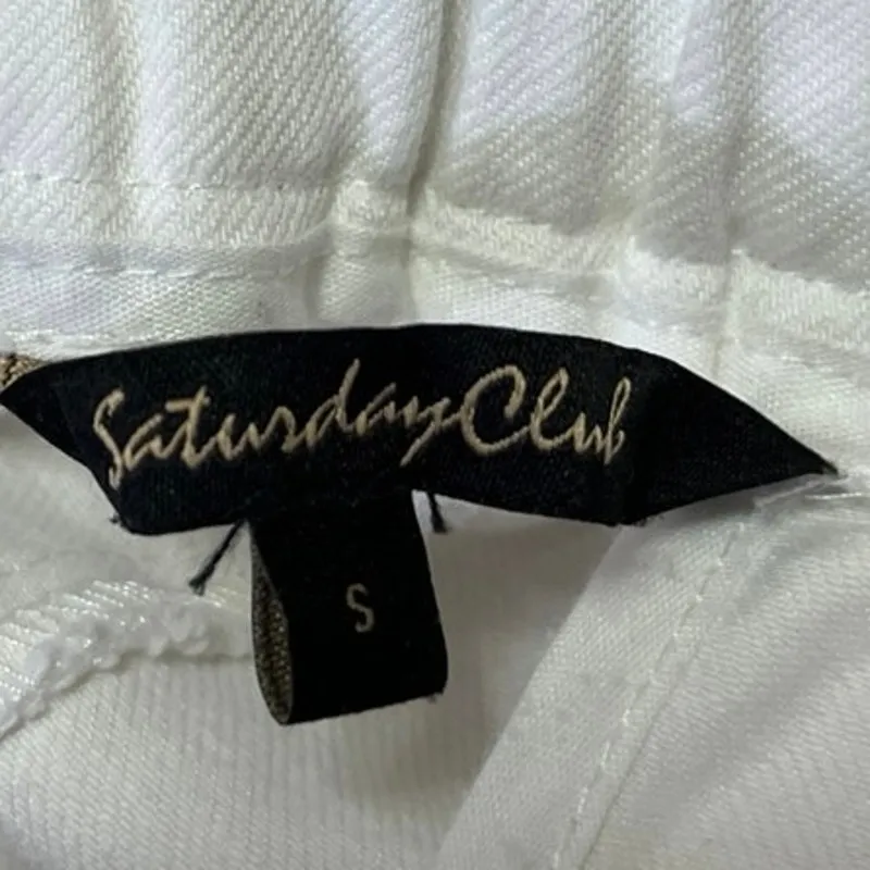 Saturday Club White High Waist Pleated Straight Wide Leg Trousers Pants Size S - Image 4