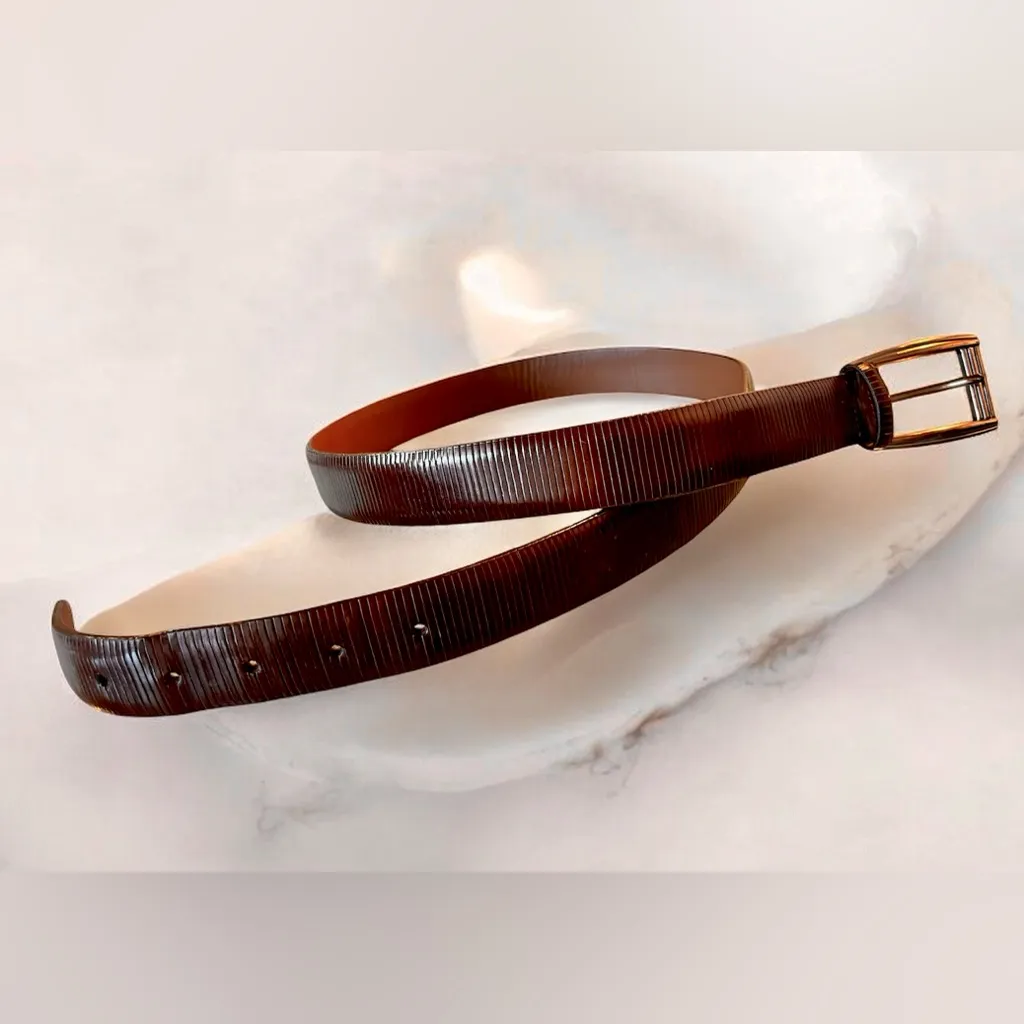 Brighton Brown Leather Belt Textured Glove Lining USA Made Unisex 36 Rich Color - Image 4