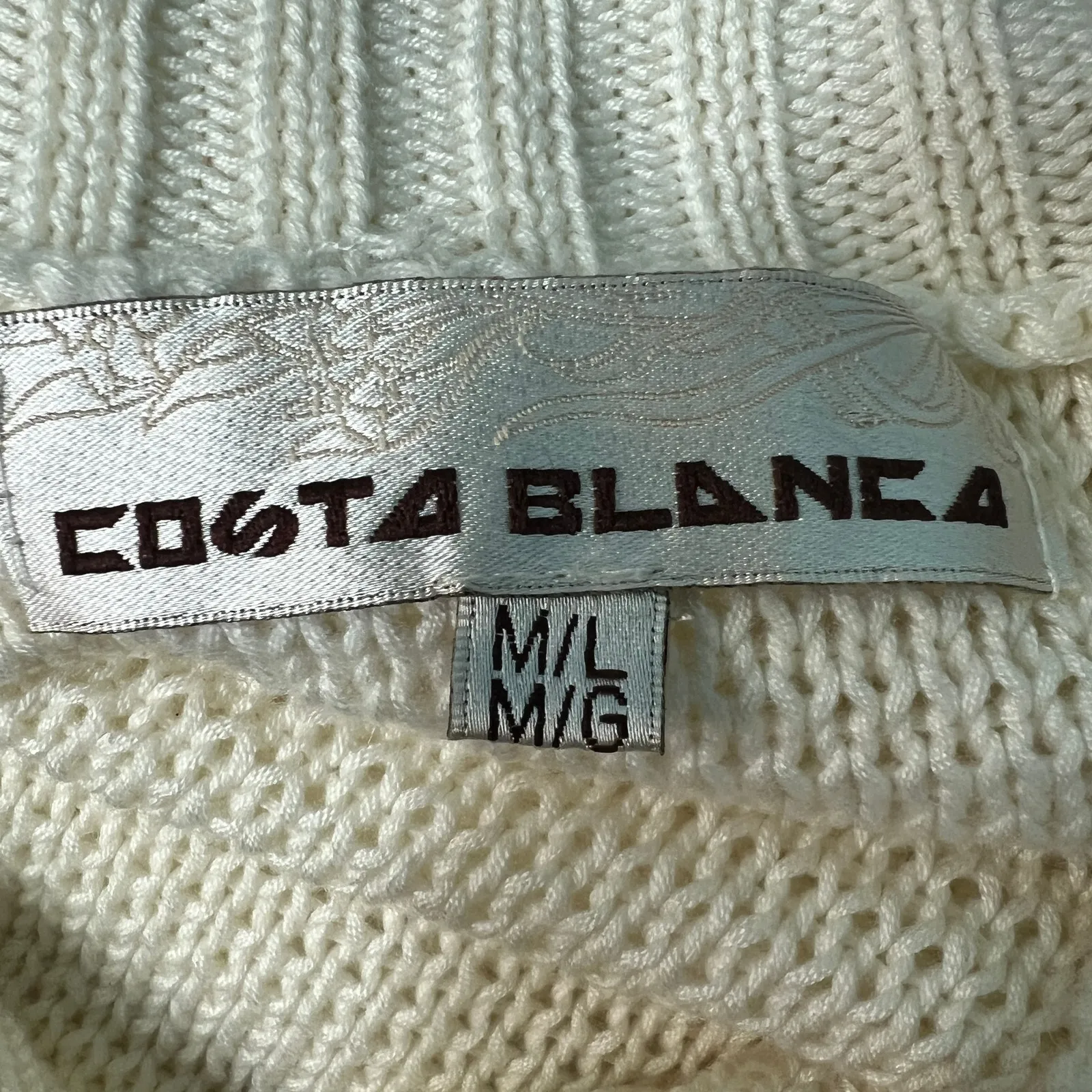 Costa Blanca Knit Cardigan Sweater Womens M/L Opne Front Relaxed Boho Beachy White Size M - Image 2