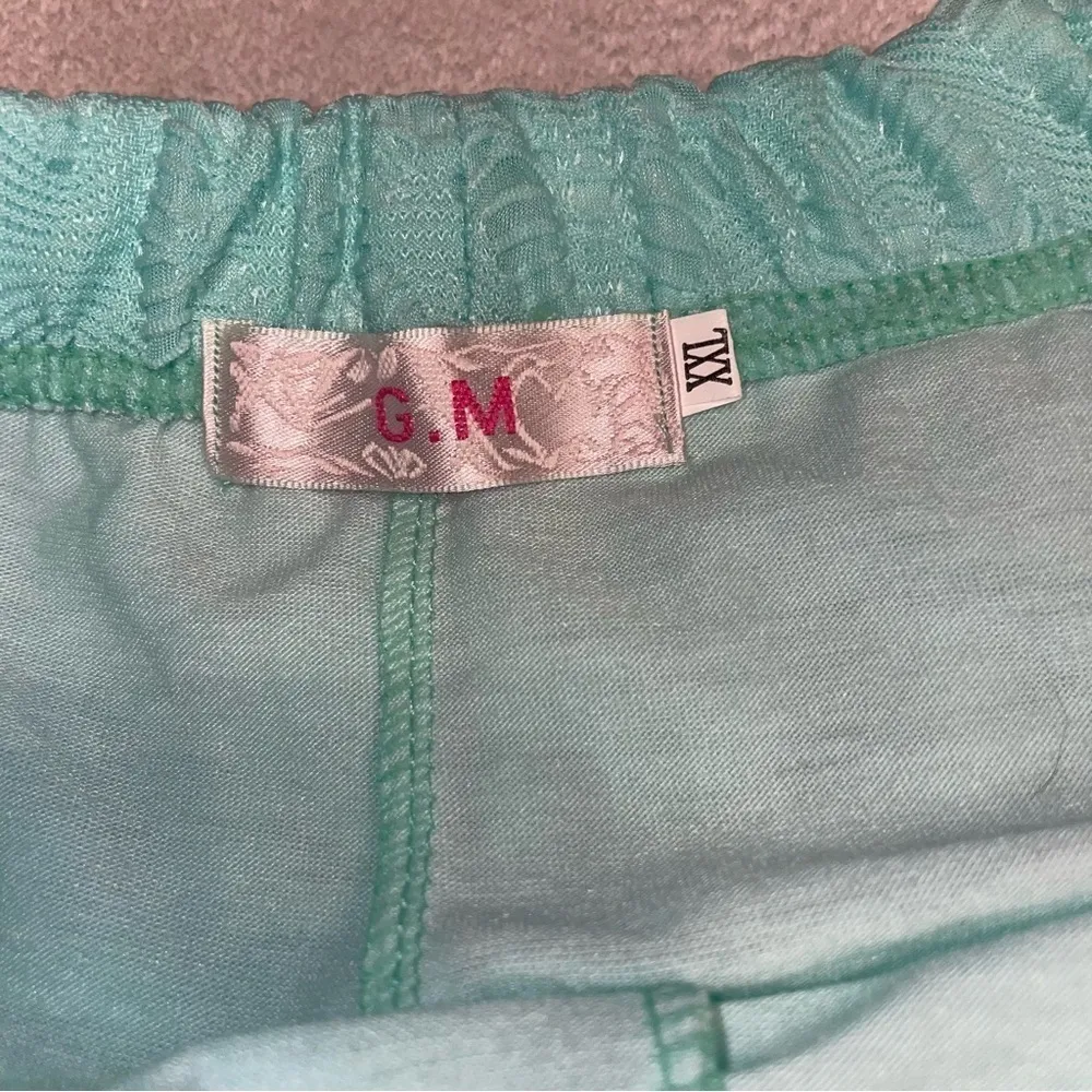 Teal Lace Sheer Beach Pants S/M | Swim Cover Up w/ Liner Shorts Boho Summer Green - Image 9