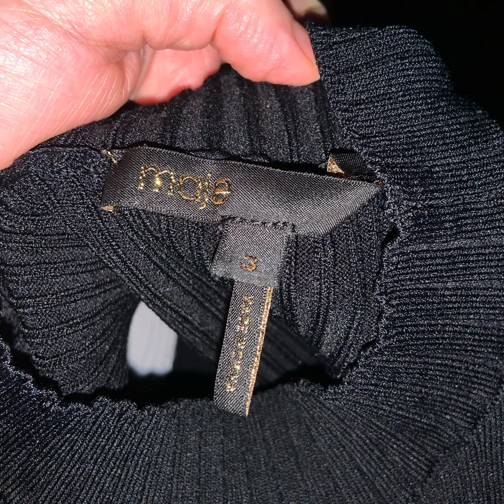 $340 Maje paris Split And Contrasting Ribbed Dress formal party designer classic - Image 14