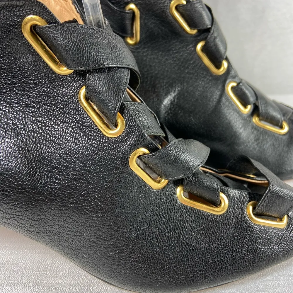 Luiza Barcelos Anthropologie Black Leather Kitten Heels Women’s Size 10B - Image 4