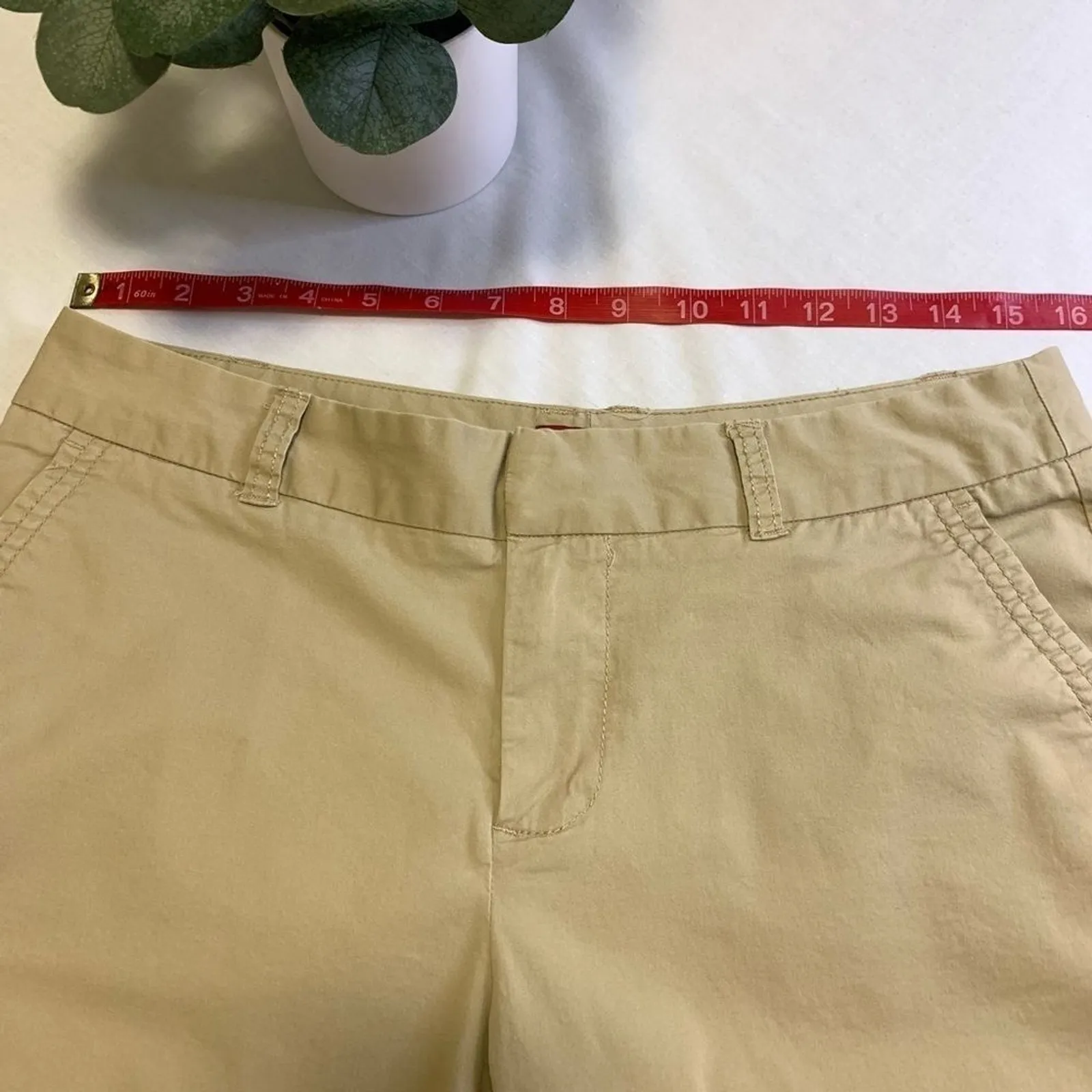 Merona Women's‎ Tan Stretch Flat Front Khaki Chino Casual Shorts, Size 6 # - Image 6