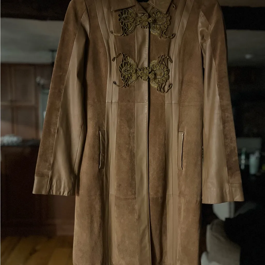 Arden B  Suede/Leather Long Trench Jacket - Image 2