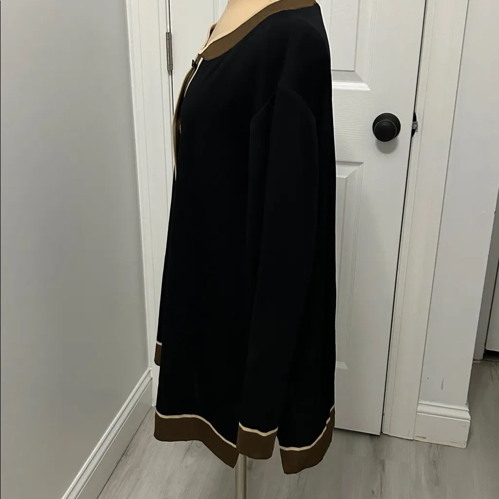 Misook Black/Brown Button Up Cardigan - Image 3